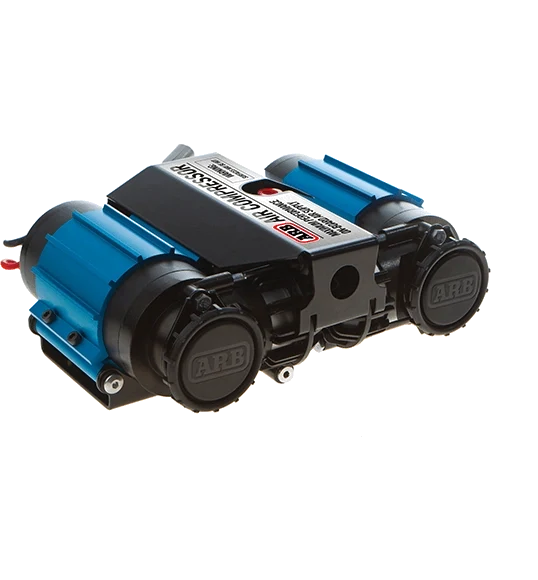 ARB twin on-board 12V air compressor for airing tires up after the trail