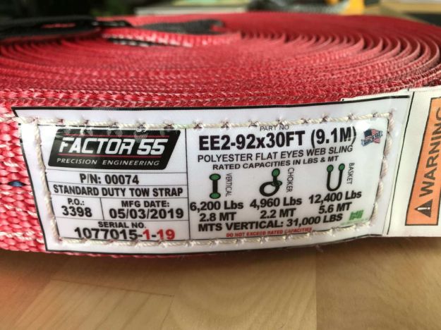 FACTOR 55 Standard Duty Tow Strap 30′ x 2″