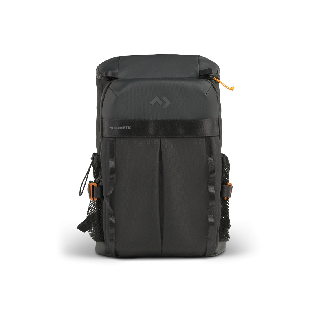 Dometic Unrestricted 17L Cooler Backpack side angle with bottle pocket