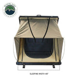 Overland Vehicle systems LD TMON Clamshell Aluminum Hard Shell Roof Top Tent - 2 Person Capacity, Tan Body & Green Rainfly