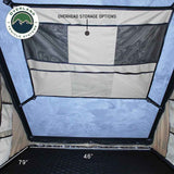 Overland Vehicle systems LD TMON Clamshell Aluminum Hard Shell Roof Top Tent - 2 Person Capacity, Tan Body & Green Rainfly