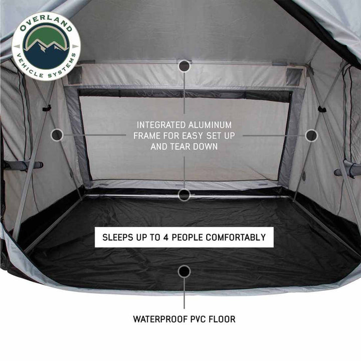 Overland Vehicle Systems LD P.S.T. - Portable Safari Ground Tent Large, Grey Body & Grey Trim