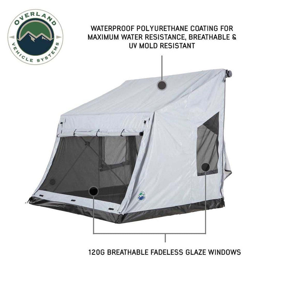 Overland Vehicle Systems LD P.S.T. - Portable Safari Ground Tent Large, Grey Body & Grey Trim