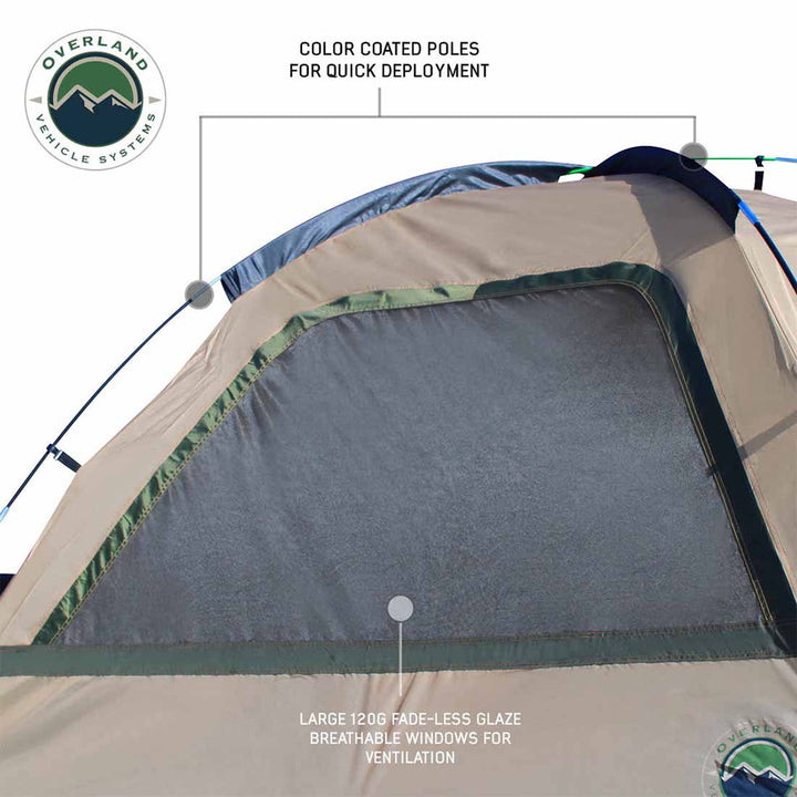 Overland Vehicle Systems LD TACT Bed Tent- Tan Body & Green Rainfly