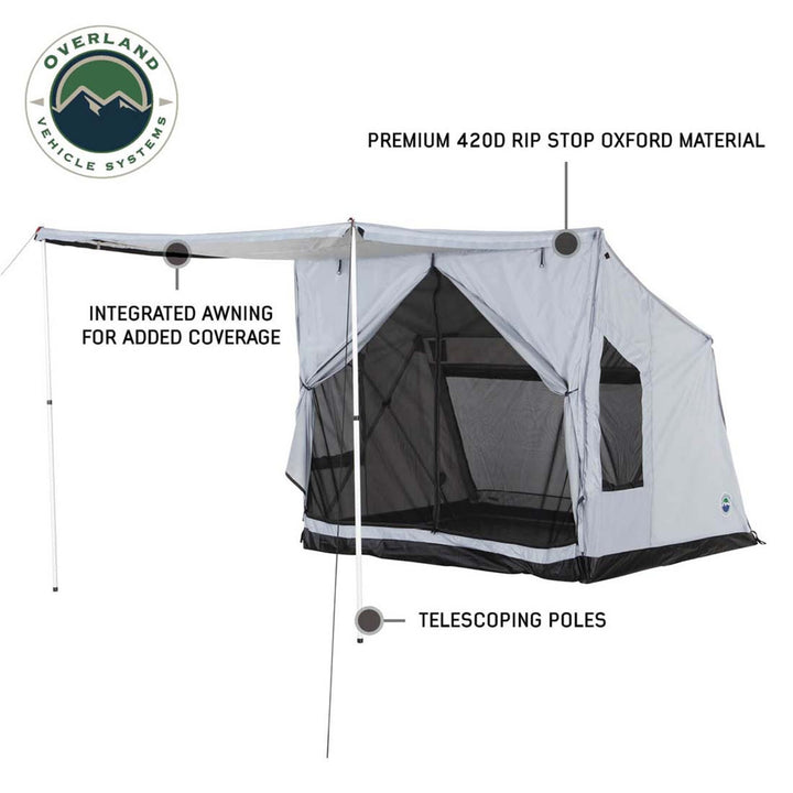 Overland Vehicle Systems LD P.S.T. - Portable Safari Ground Tent Large, Grey Body & Grey Trim