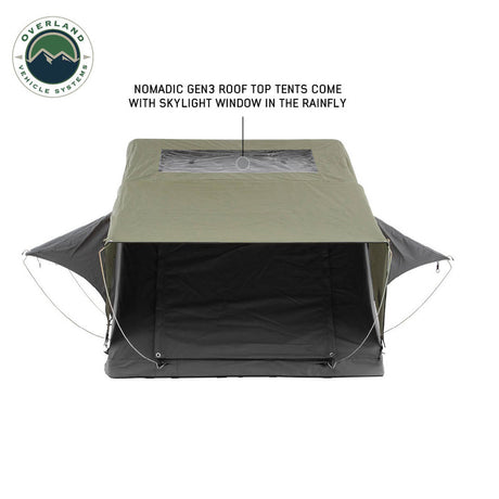 Overland Vehicle Systems HD Nomadic 3 Extended Soft Shell Roof Top Tent - Grey Body & Green Rainfly