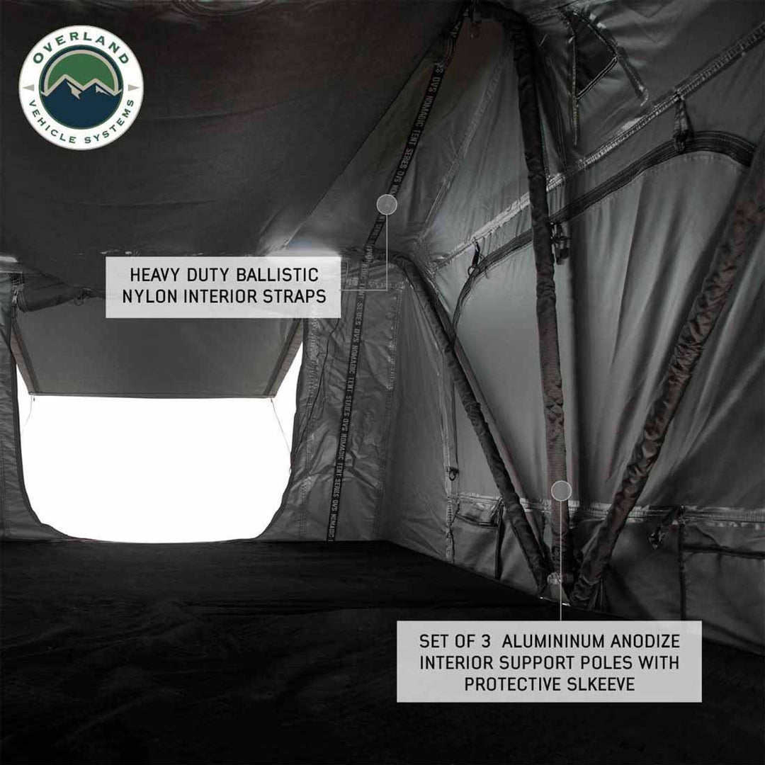 Overland Vehicle Systems HD Nomadic 3 Extended Soft Shell Roof Top Tent - Grey Body & Green Rainfly