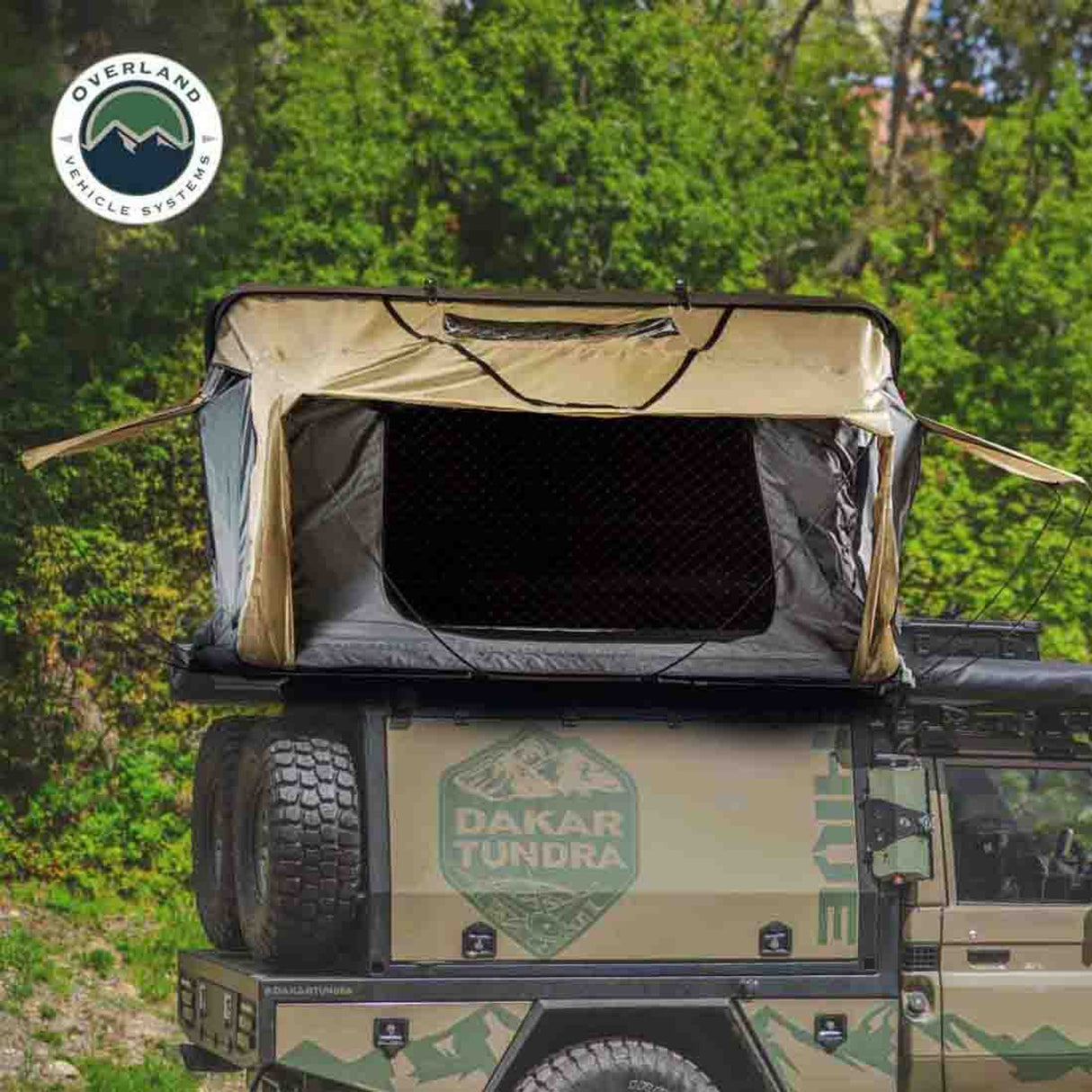 Overland Vehicle Systems HD Bundu Cantilever Hard Shell Roof Top Tent, Grey Body & Green Rainfly