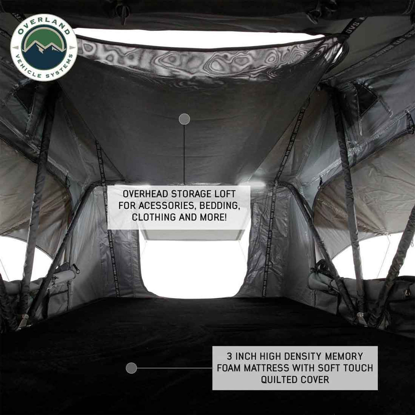 Overland Vehicle Systems HD Nomadic 2 Standard Soft Shell Roof Top Tent, Grey Body & Green Rainfly