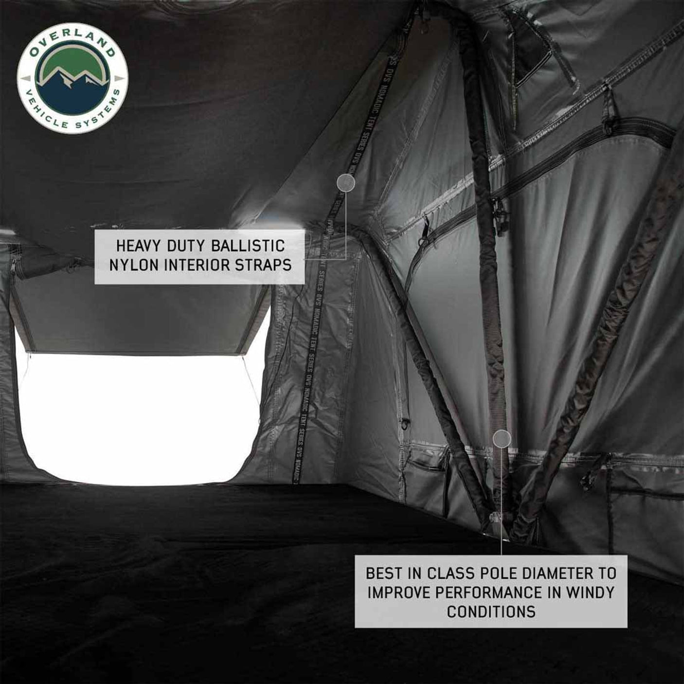 Overland Vehicle Systems HD Nomadic 3 Standard Soft Shell Roof Top Tent, Grey Body & Green Rainfly