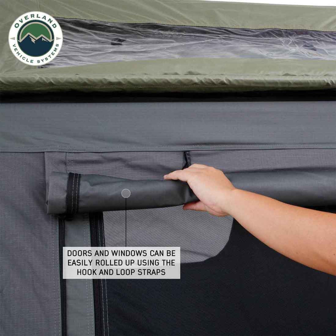 Overland Vehicle Systems HD Nomadic 2 Standard Soft Shell Roof Top Tent, Grey Body & Green Rainfly