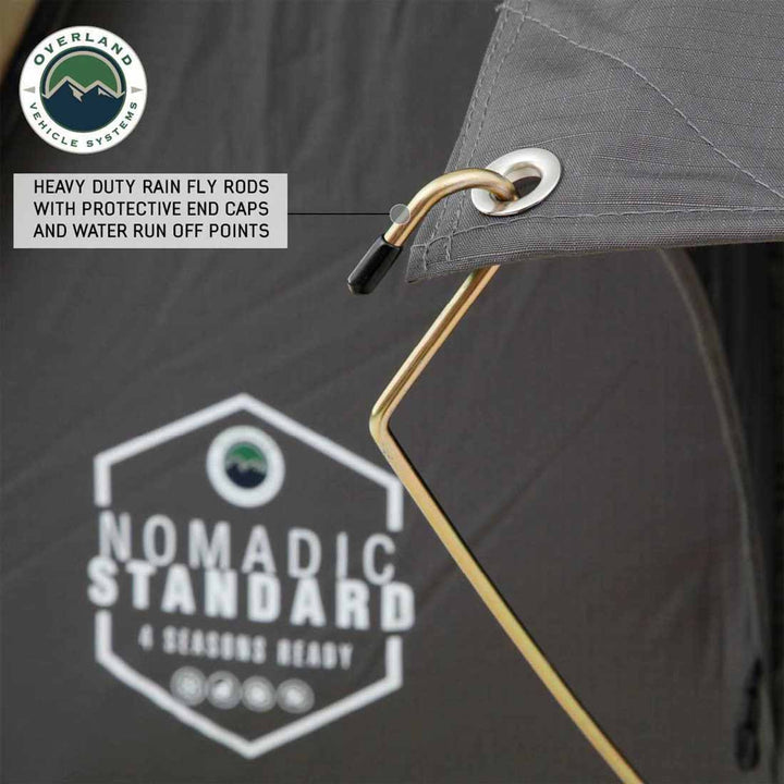 Overland Vehicle Systems HD Nomadic 2 Standard Soft Shell Roof Top Tent - Grey Body & Green Rainfly