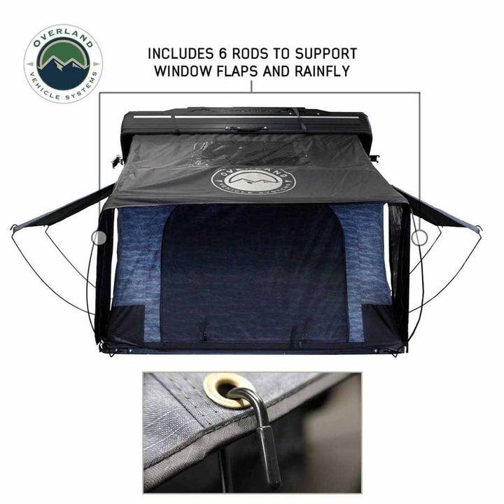 Overland Vehicle Systems XD Everest Cantilever Aluminum Hard Shell Roof Top Tent - Blue Body & Black Rainfly