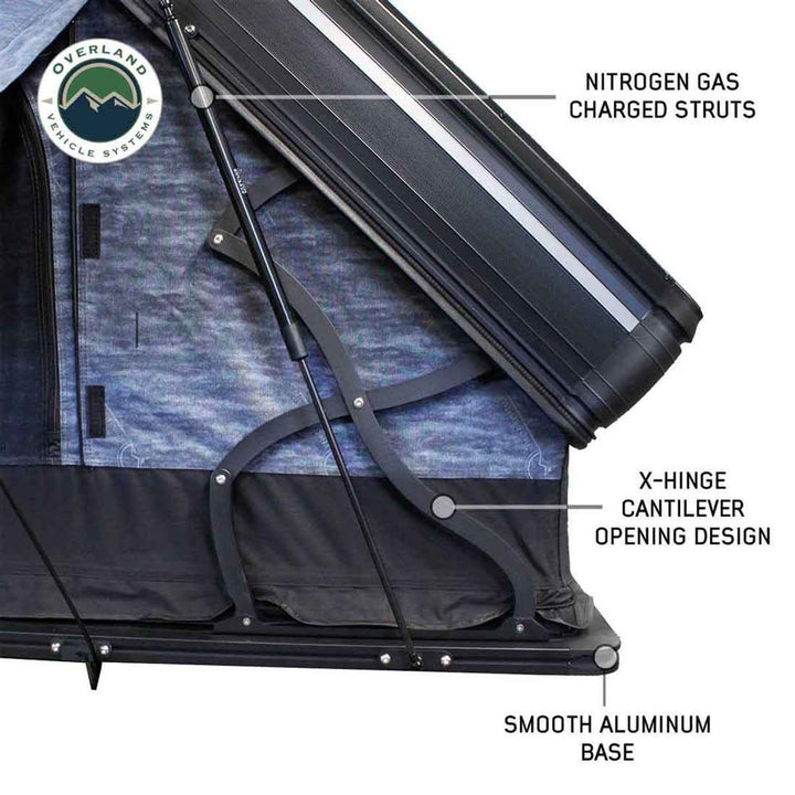 Overland Vehicle Systems XD Everest Cantilever Aluminum Hard Shell Roof Top Tent - Blue Body & Black Rainfly