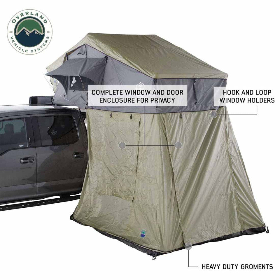 Overland Vehicle Systems HD Nomadic 3 Roof Top Tent Annex Green Base With Black Floor & Travel Cover