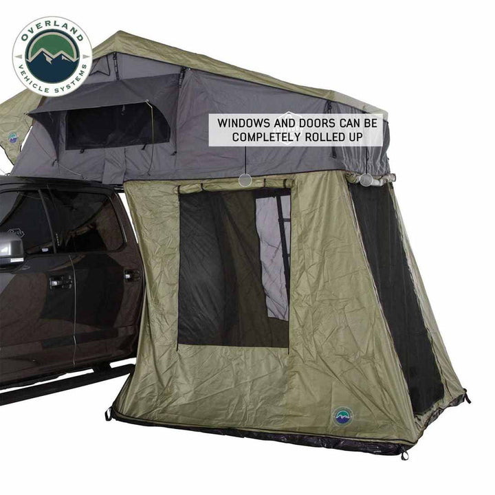 Overland Vehicle Systems HD Nomadic 3 Roof Top Tent Annex Green Base With Black Floor & Travel Cover
