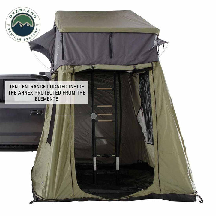 Overland Vehicle Systems HD Nomadic 3 Roof Top Tent Annex Green Base With Black Floor & Travel Cover