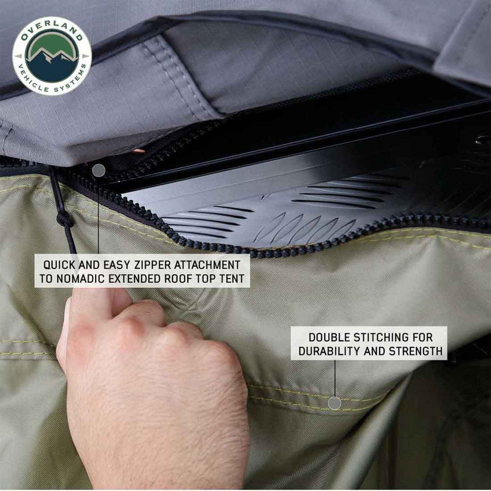 Overland Vehicle Systems HD Nomadic 3 Roof Top Tent Annex Green Base With Black Floor & Travel Cover
