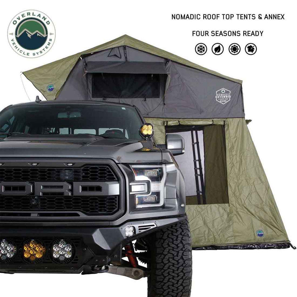 Overland Vehicle Systems HD Nomadic 3 Roof Top Tent Annex Green Base With Black Floor & Travel Cover