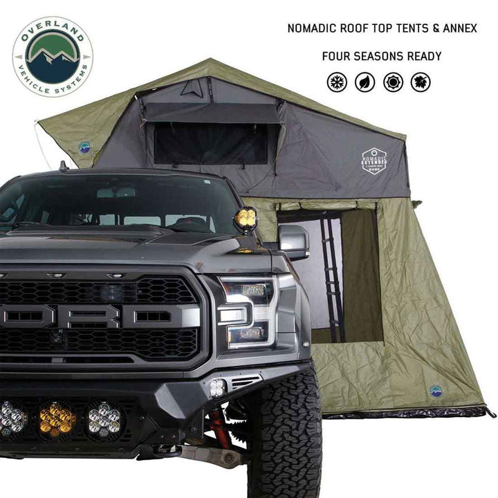Overland Vehicle Systems HD Nomadic 3 Roof Top Tent Annex Green Base With Black Floor & Travel Cover
