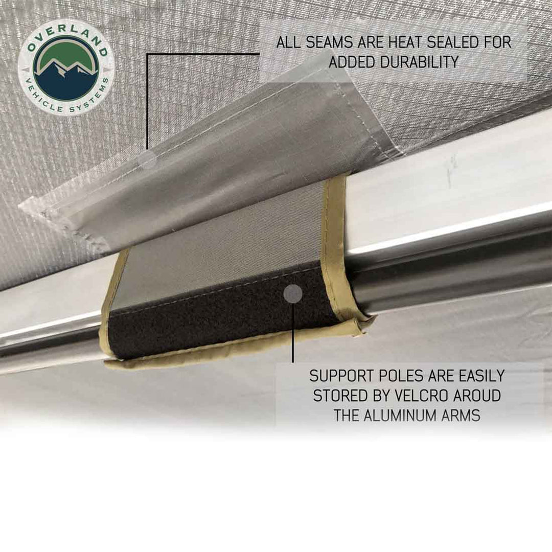 Overland Vehicle Systems HD Nomadic 270 Passenger Side Awning with Bracket Kit for Mid - High Roofline Vans
