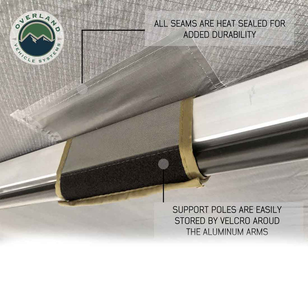 Overland Vehicle Systems HD Nomadic 270 Degree Awning - Passenger Side - Dark Gray Awning With Black Cover
