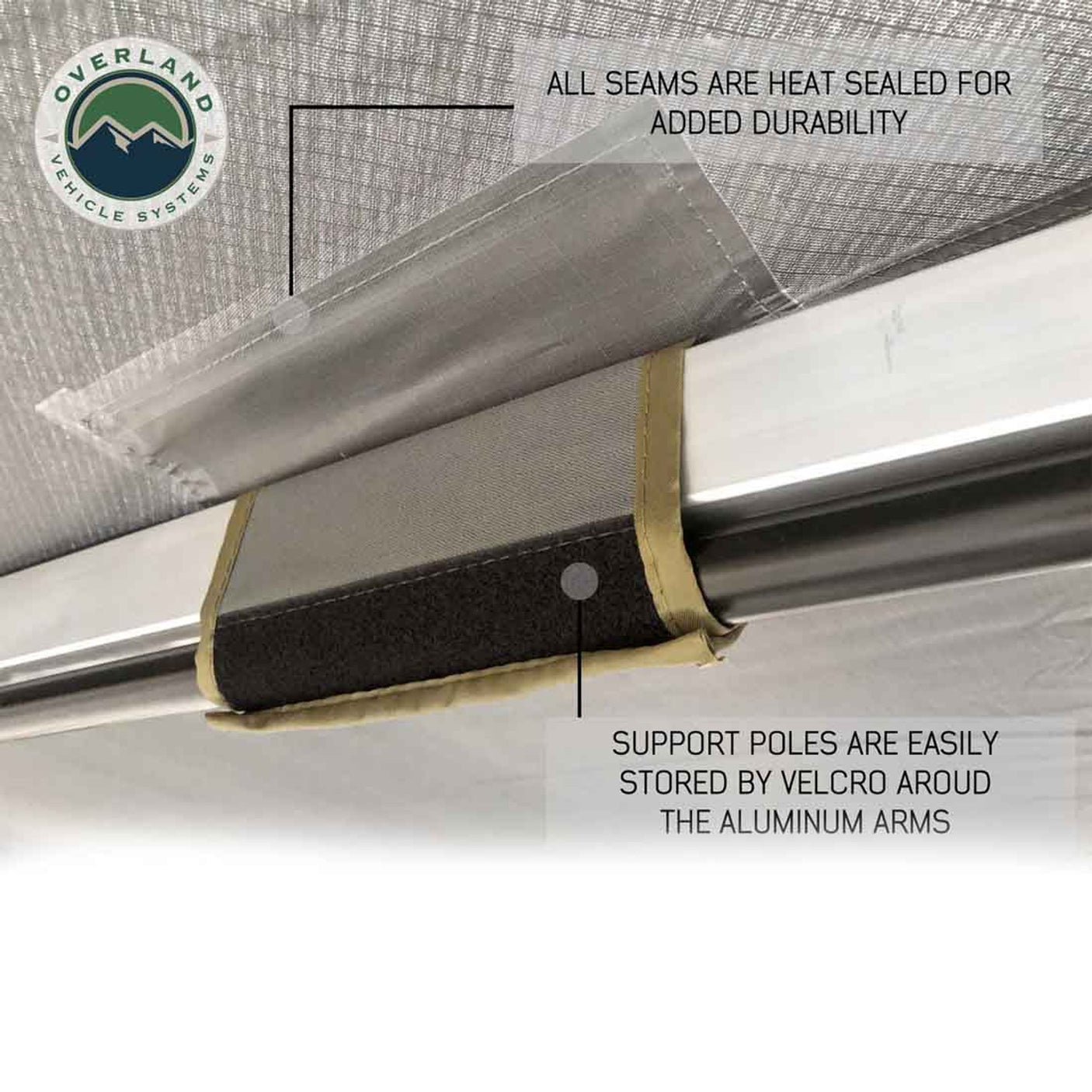 Overland Vehicle Systems HD Nomadic 270 Degree Awning - Passenger Side - Dark Gray Awning With Black Cover