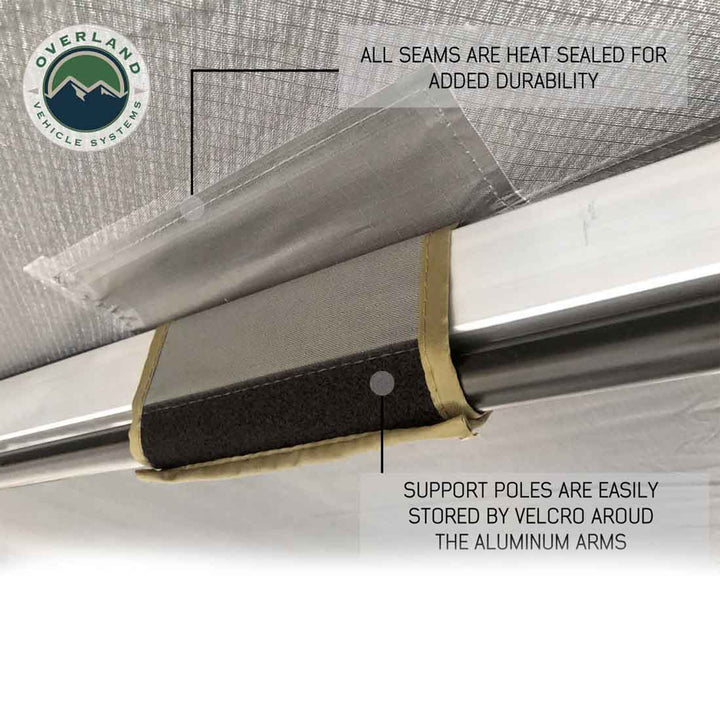 Overland Vehicle Systems HD Nomadic 270 Degree Awning - Passenger Side - Dark Gray Awning With Black Cover