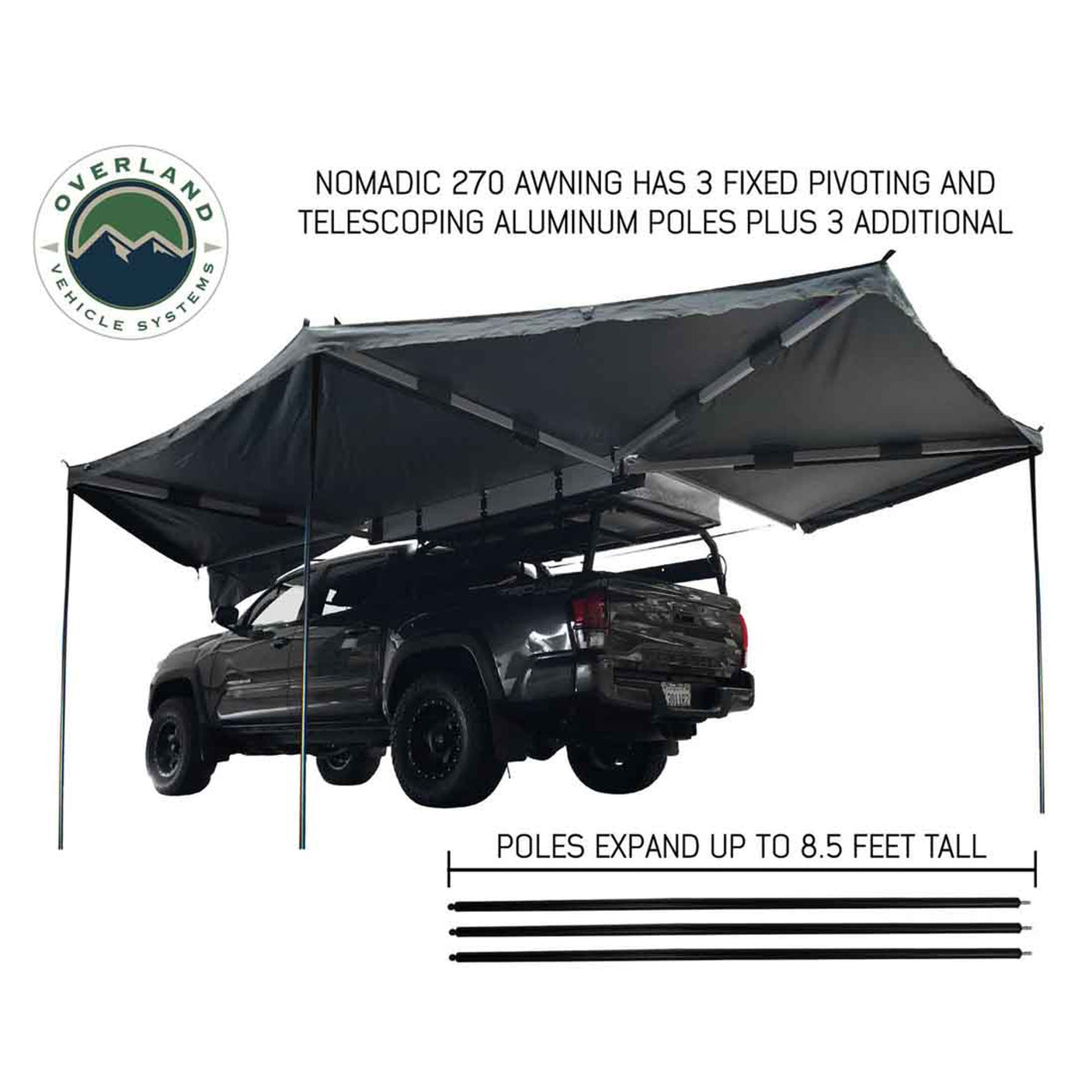 Overland Vehicle Systems HD Nomadic 270 Degree Awning & Wall 1, 2, & 3, Mounting Brackets - Driver Side