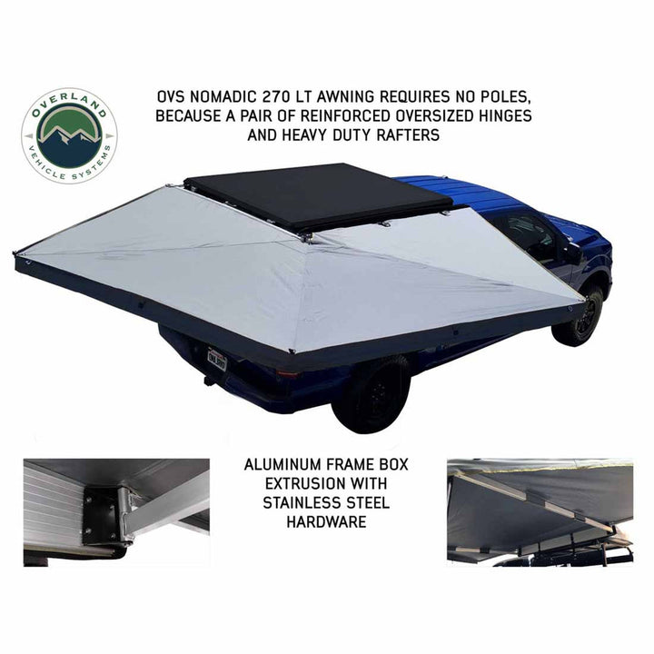 Overland Vehicle Systems HD Nomadic 270 LT Awning - Passenger Side - Dark Gray With Black Travel Cover