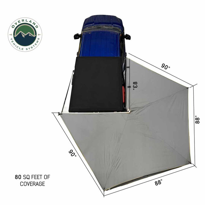 Overland Vehicle Systems HD Nomadic 270 LT Awning - Passenger Side - Dark Gray With Black Travel Cover