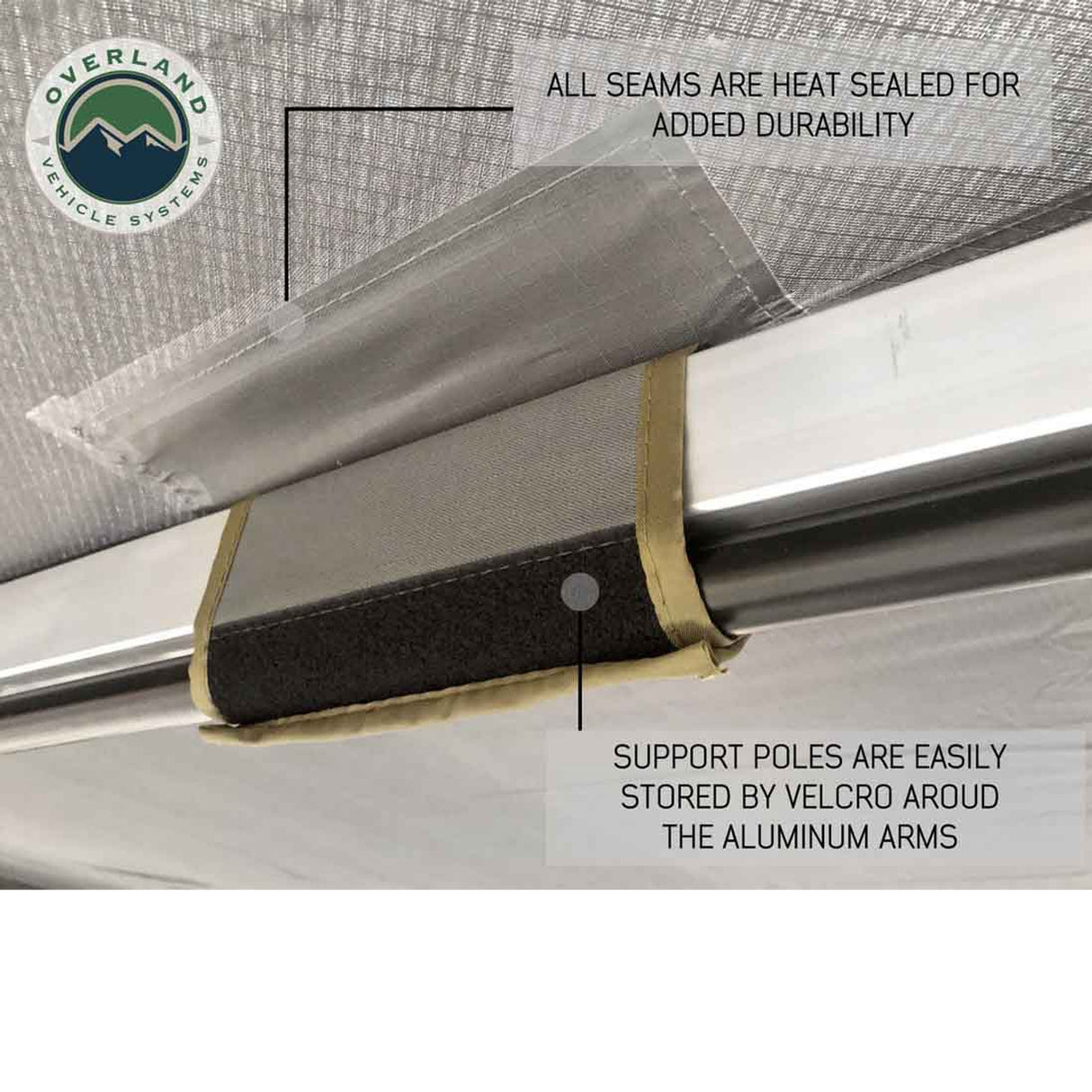 Overland Vehicle Systems HD Nomadic 180 Degree Awning with Bracket Kit for Mid - High Roofline Vans