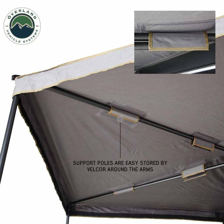 Overland vehicle Systems HD Nomadic 270 LTE Awning - Driver Side - Dark Gray with Black Travel Cover