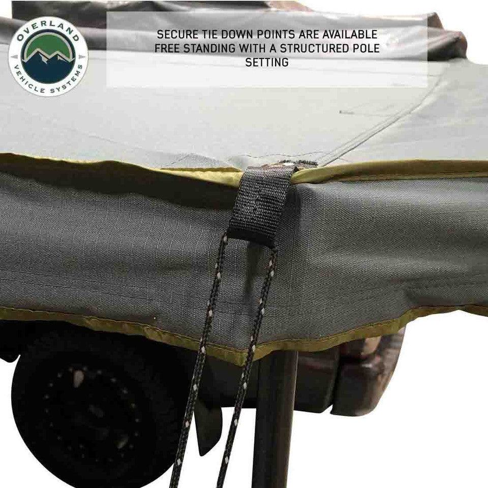 Overland vehicle Systems HD Nomadic 270 LTE Awning - Driver Side - Dark Gray with Black Travel Cover