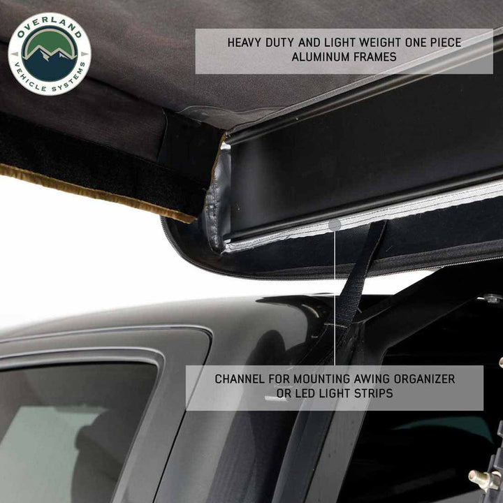 Overland vehicle Systems HD Nomadic 270 LTE Awning - Driver Side - Dark Gray with Black Travel Cover