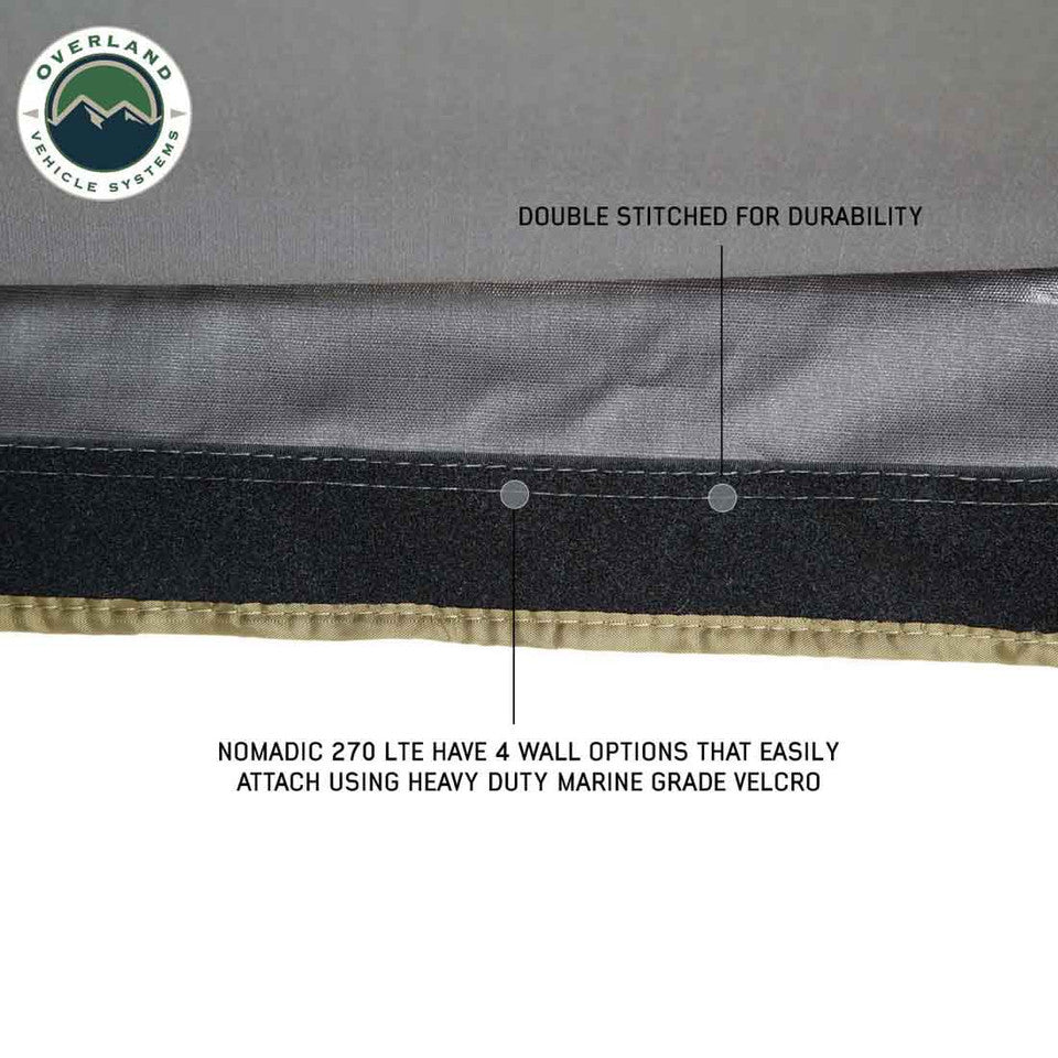 Overland vehicle Systems HD Nomadic 270 LTE Awning - Driver Side - Dark Gray with Black Travel Cover