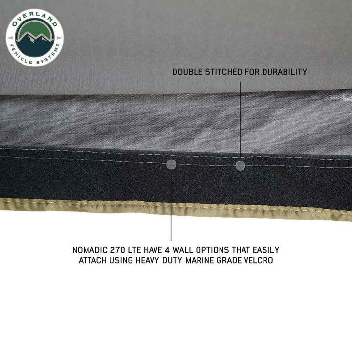 Overland vehicle Systems HD Nomadic 270 LTE Awning - Driver Side - Dark Gray with Black Travel Cover