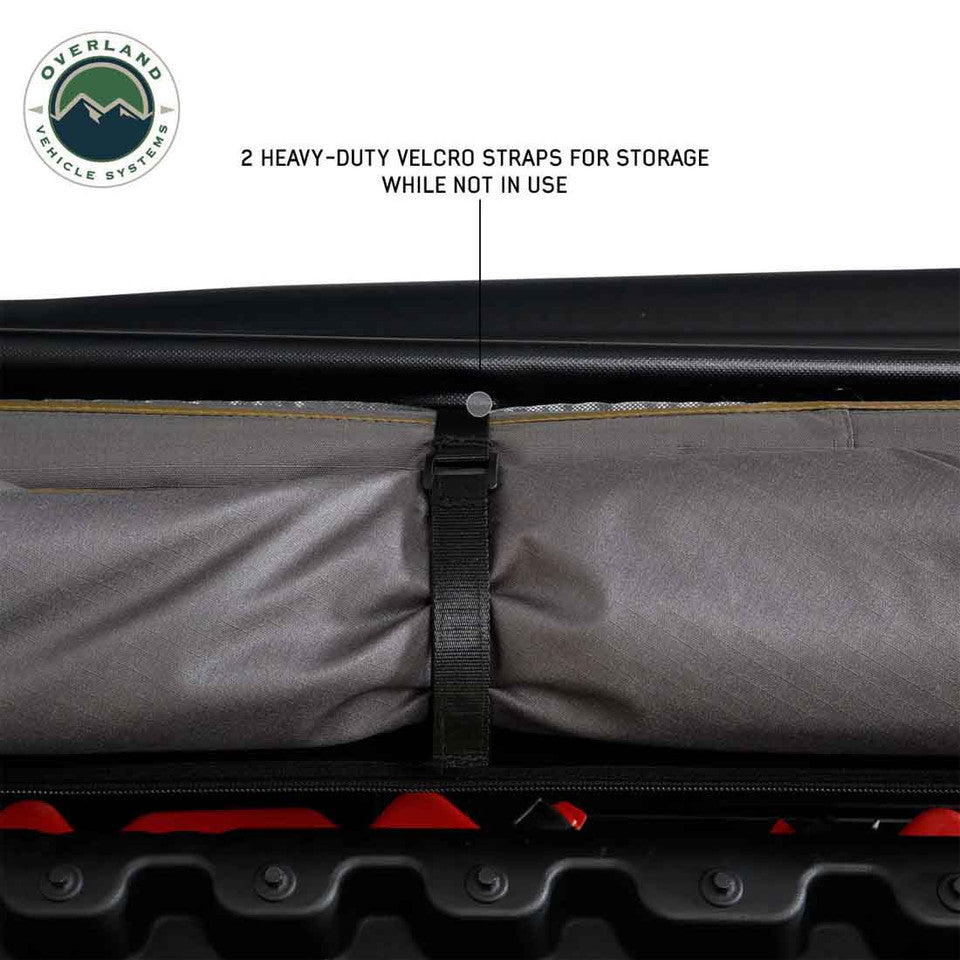 Overland vehicle Systems HD Nomadic 270 LTE Awning - Driver Side - Dark Gray with Black Travel Cover