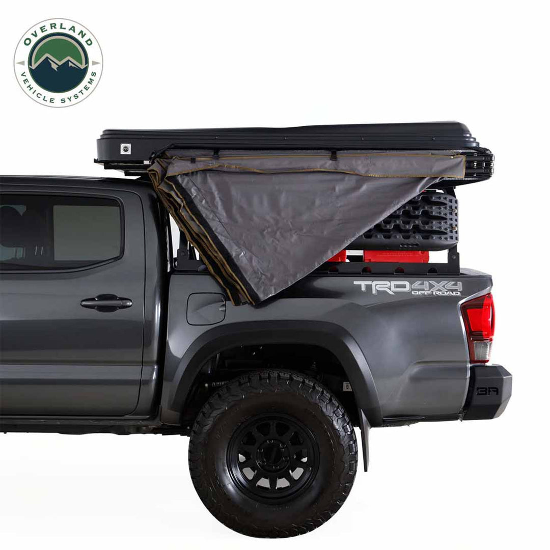 Overland vehicle Systems HD Nomadic 270 LTE Awning - Driver Side - Dark Gray with Black Travel Cover