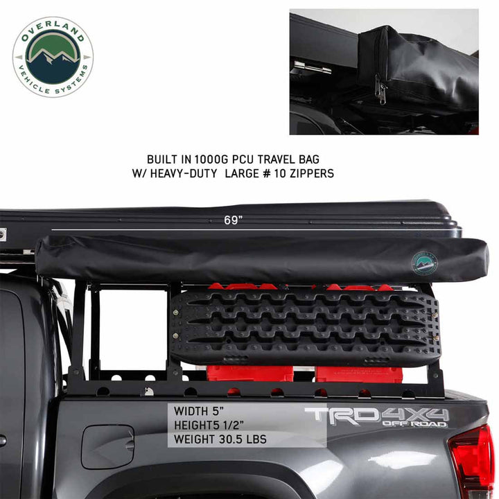 Overland vehicle Systems HD Nomadic 270 LTE Awning - Driver Side - Dark Gray with Black Travel Cover