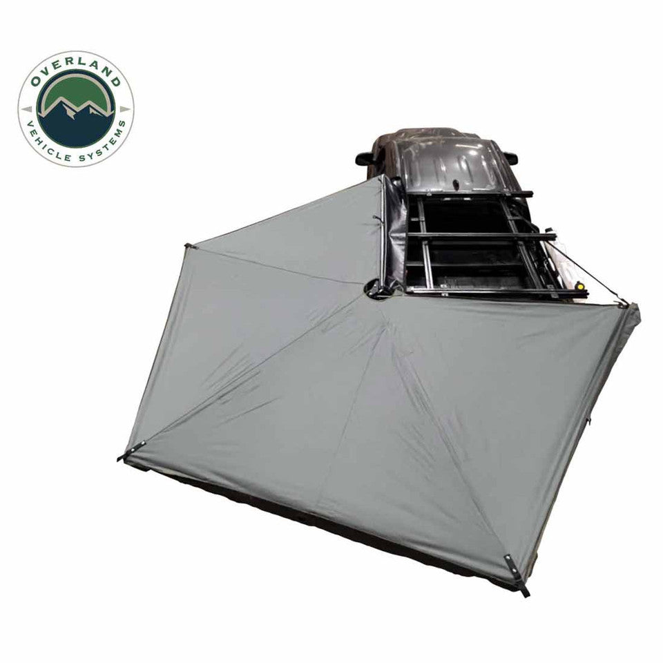 Overland vehicle Systems HD Nomadic 270 LTE Awning - Driver Side - Dark Gray with Black Travel Cover