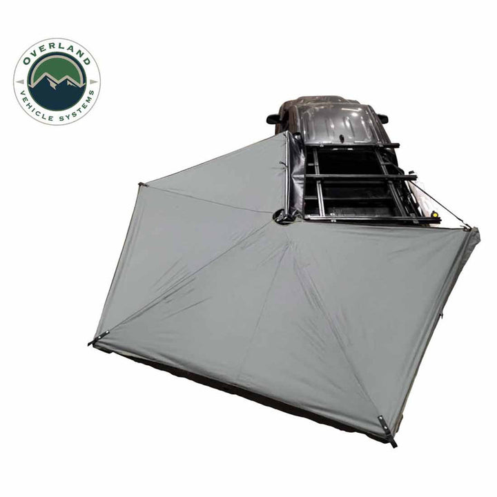 Overland vehicle Systems HD Nomadic 270 LTE Awning - Driver Side - Dark Gray with Black Travel Cover