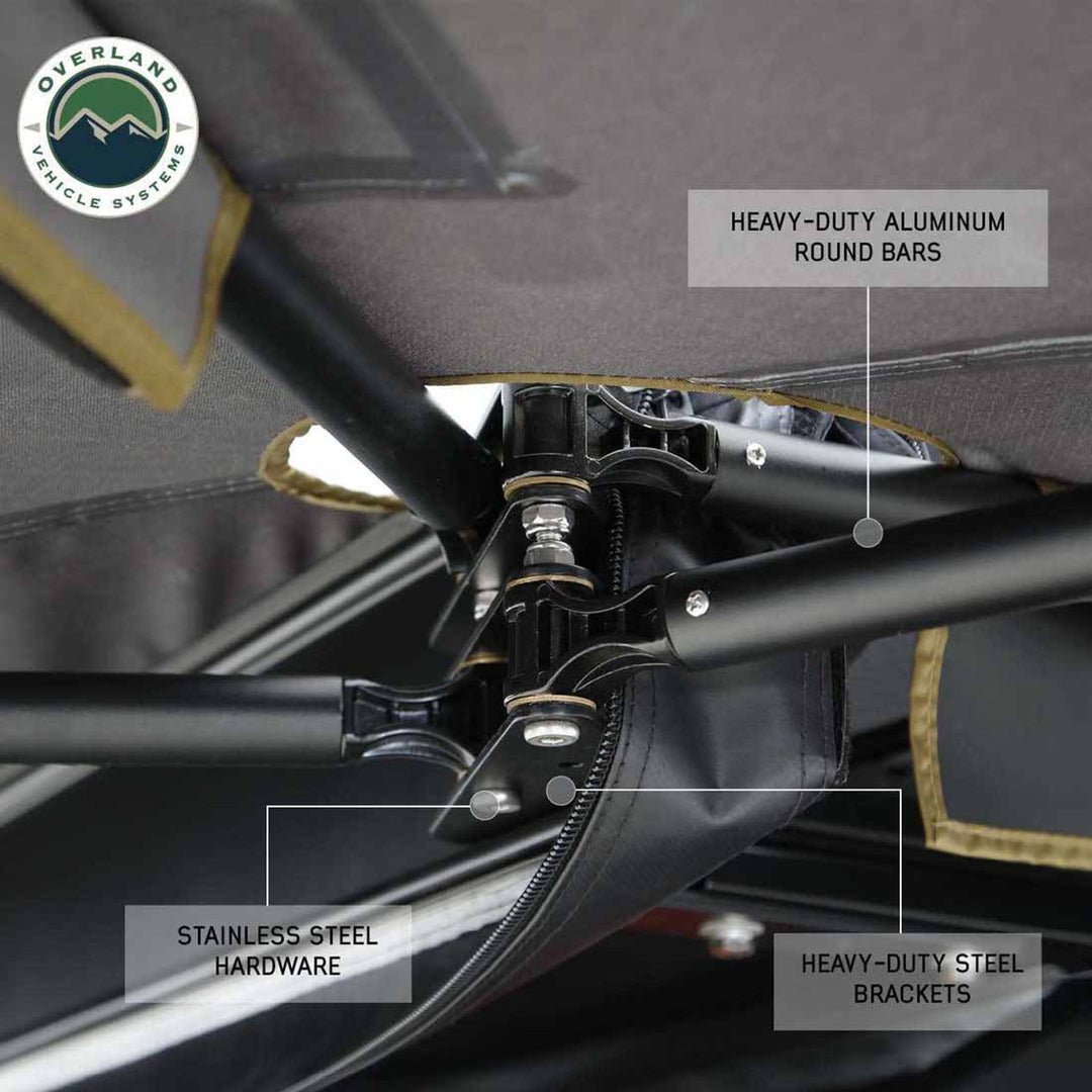 Overland vehicle Systems HD Nomadic 270 LTE Awning - Driver Side - Dark Gray with Black Travel Cover