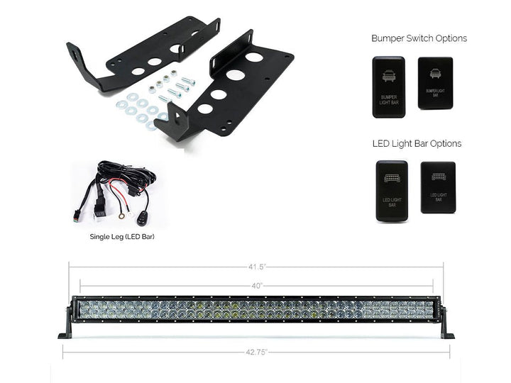 42" Hidden Grille Curved LED Light Bar Brackets Kit For 2014-2021 Toyota Tundra
