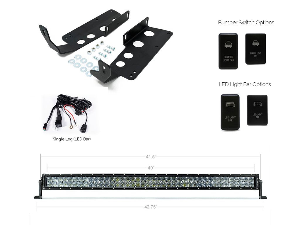 CALI RAISED LED 2014-2021 TOYOTA TUNDRA 42" HIDDEN GRILLE CURVED LED LIGHT BAR BRACKETS KIT