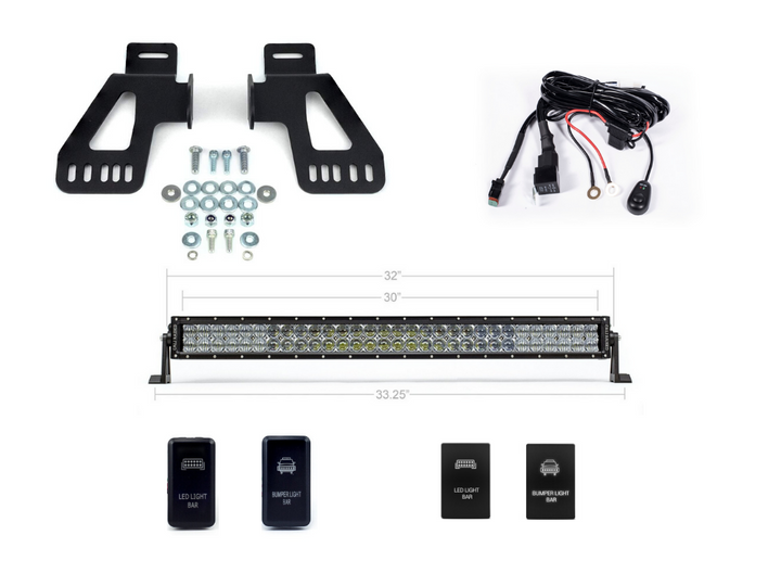 32" Upper Grille LED Light Bar Brackets Kit For 2016-2023 Toyota Tacoma