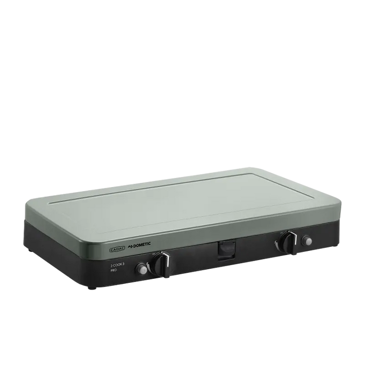 CADAC 2 Cook 3 Pro Deluxe camp stove griddle setup