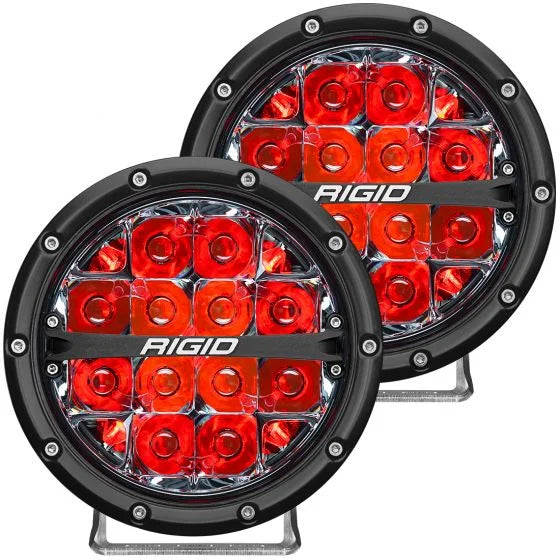 RIGID 360-SERIES 6 INCH LED OFF-ROAD SPOT OPTIC WITH RED BACKLIGHT PAIR
