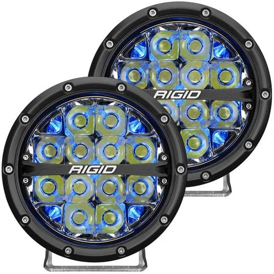 RIGID 360-SERIES 6 INCH LED OFF-ROAD SPOT OPTIC WITH BLUE BACKLIGHT PAIR
