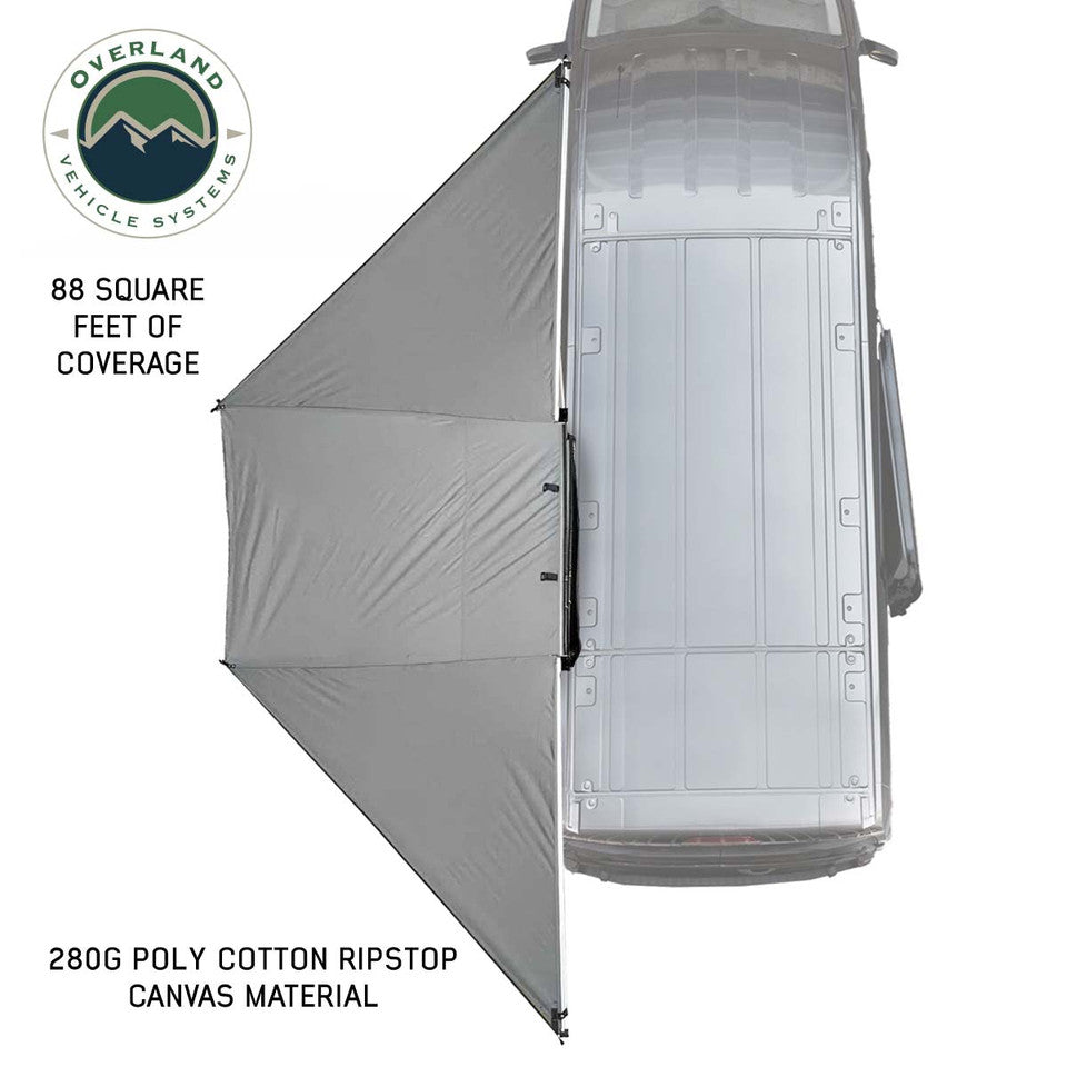 Overland Vehicle Systems HD Nomadic 180 Degree Awning with Bracket Kit for Mid - High Roofline Vans